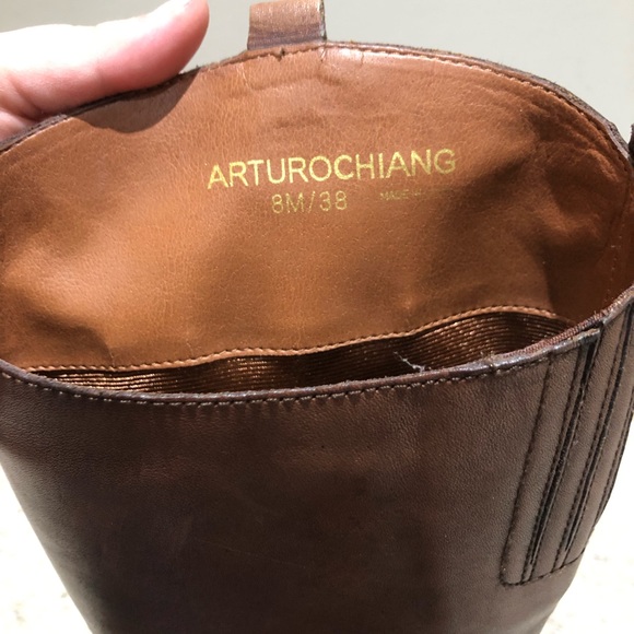 Arturo Chiang Brown Leather Knee High Riding Boots, Women’s 8M/38 - Picture 6 of 9